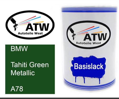 BMW, Tahiti Green Metallic, A78: 500ml Lackdose, von ATW Autoteile West.